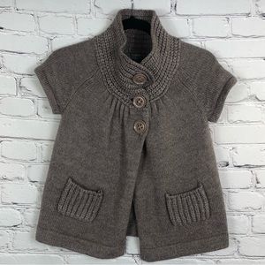 CLASSIQUES ENTIER WOOL BLEND  LIGHT BROWN SHORT SLEEVE CARDIGAN SIZE (XS)